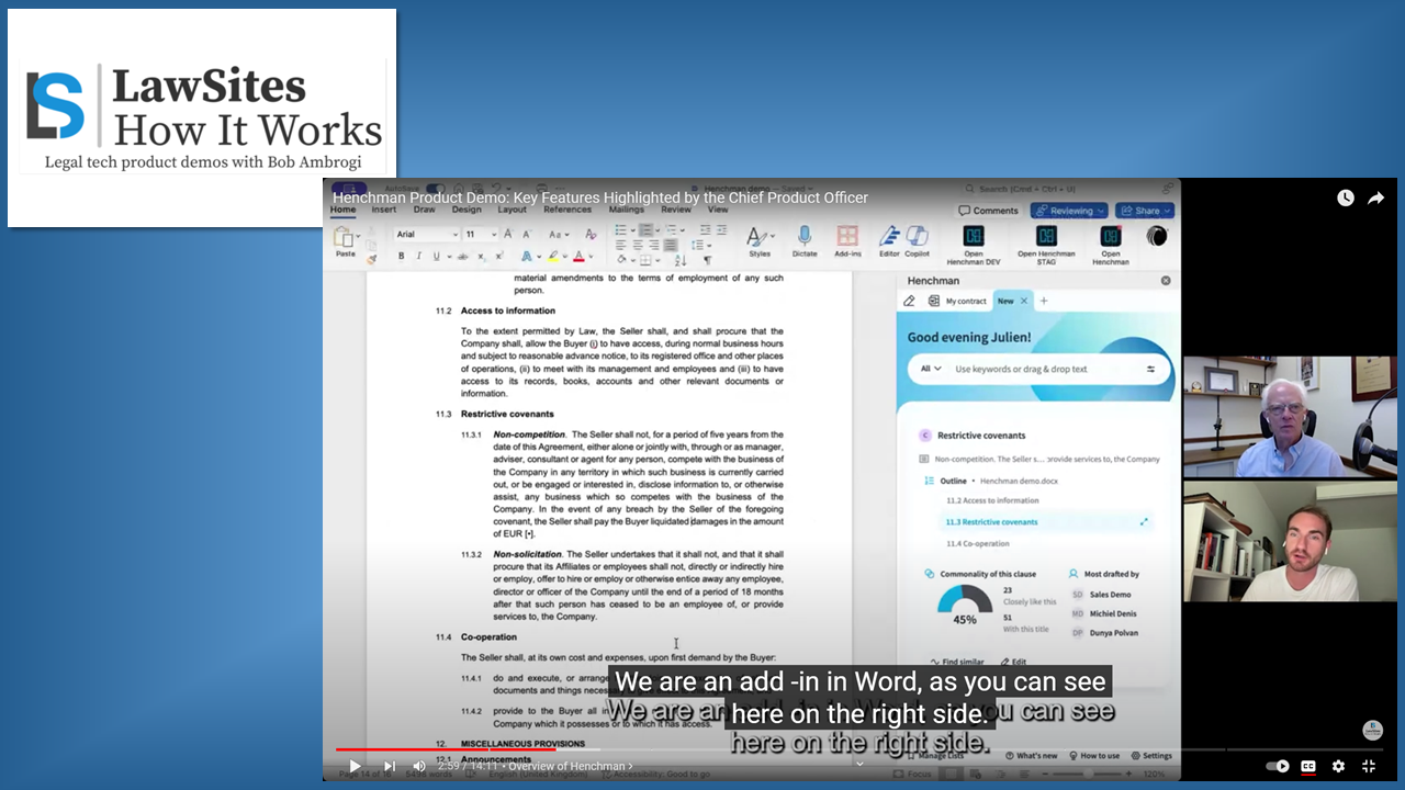 <I>How It Works:</I> A Demo of Henchman, Generative AI-Driven Contract Drafting and Negotiation within Word