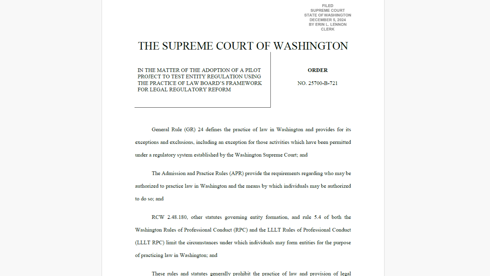 Seeking to Expand Access to Justice, Washington State Pilot Will Allow Non-Lawyer Entities to Practice Law