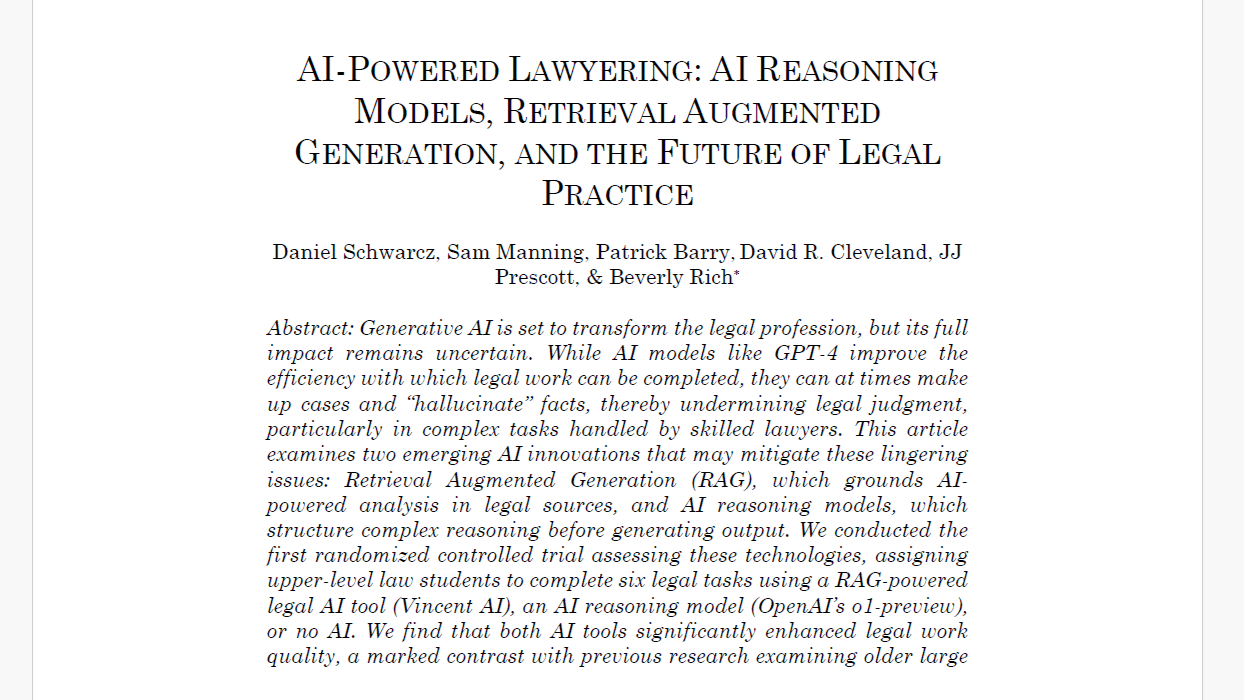 Another New Study of Legal AI Shows Some Models Can Significantly Improve Work Quality and Efficiency